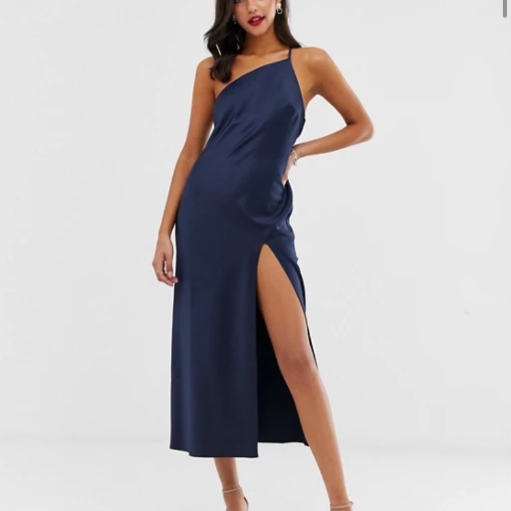 NWT ASOS One Shoulder evening dress Navy